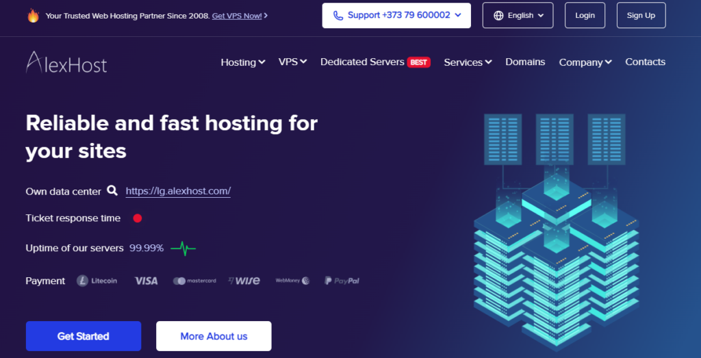 Alexhost main page.