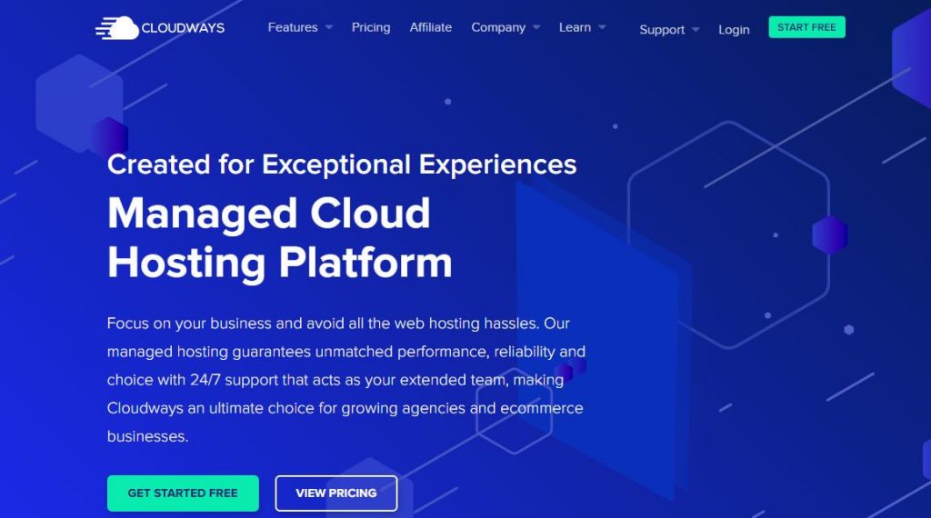 Cloudways main page.
