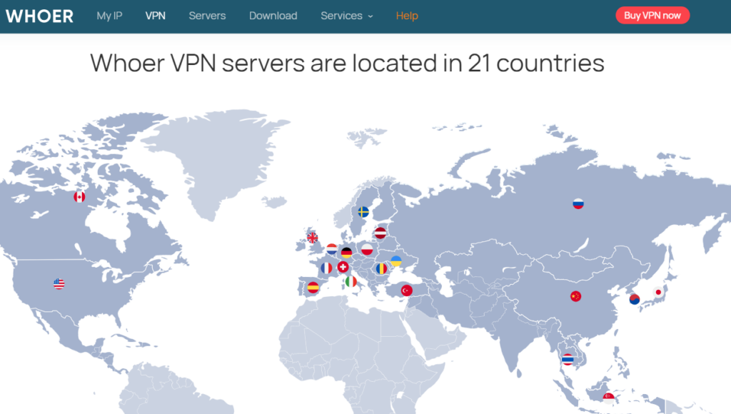 Whoer map VPN servers.