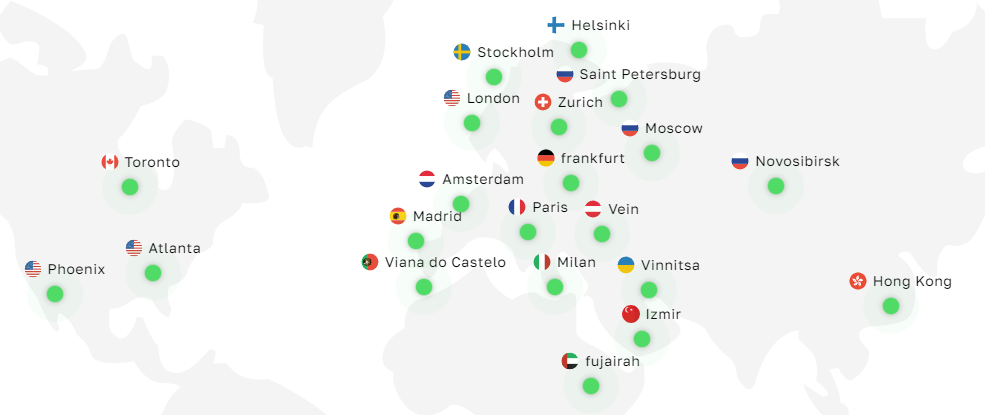 4vps FourServer map location of data centers.