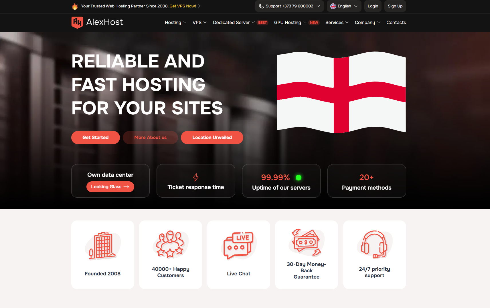 AlexHost main page.