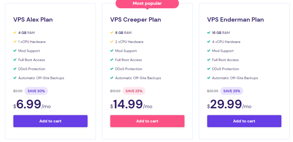 Hostinger price minecraft server hosting plan.