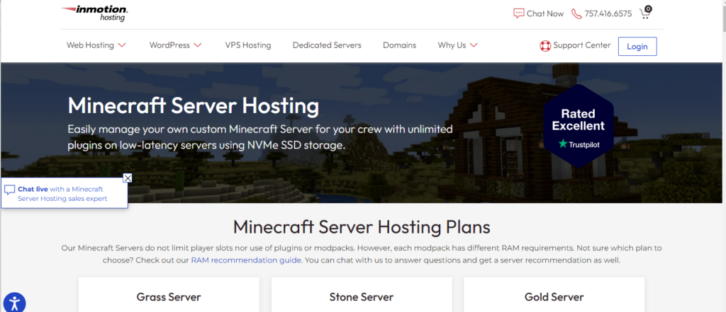 Inmotionhosting Minecraft server.