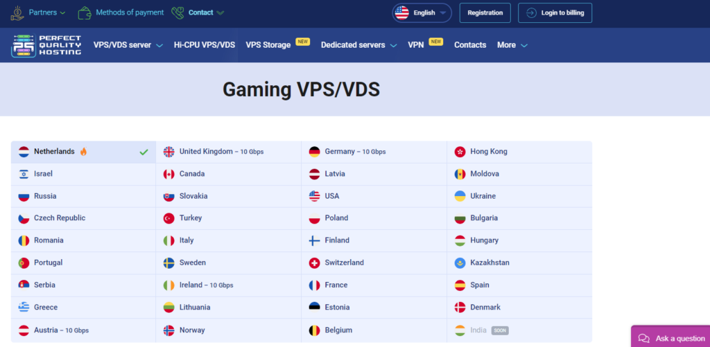 PQ hosting gaming vps vds.