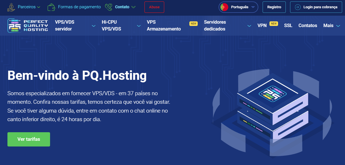 PQ hosting página inicial.