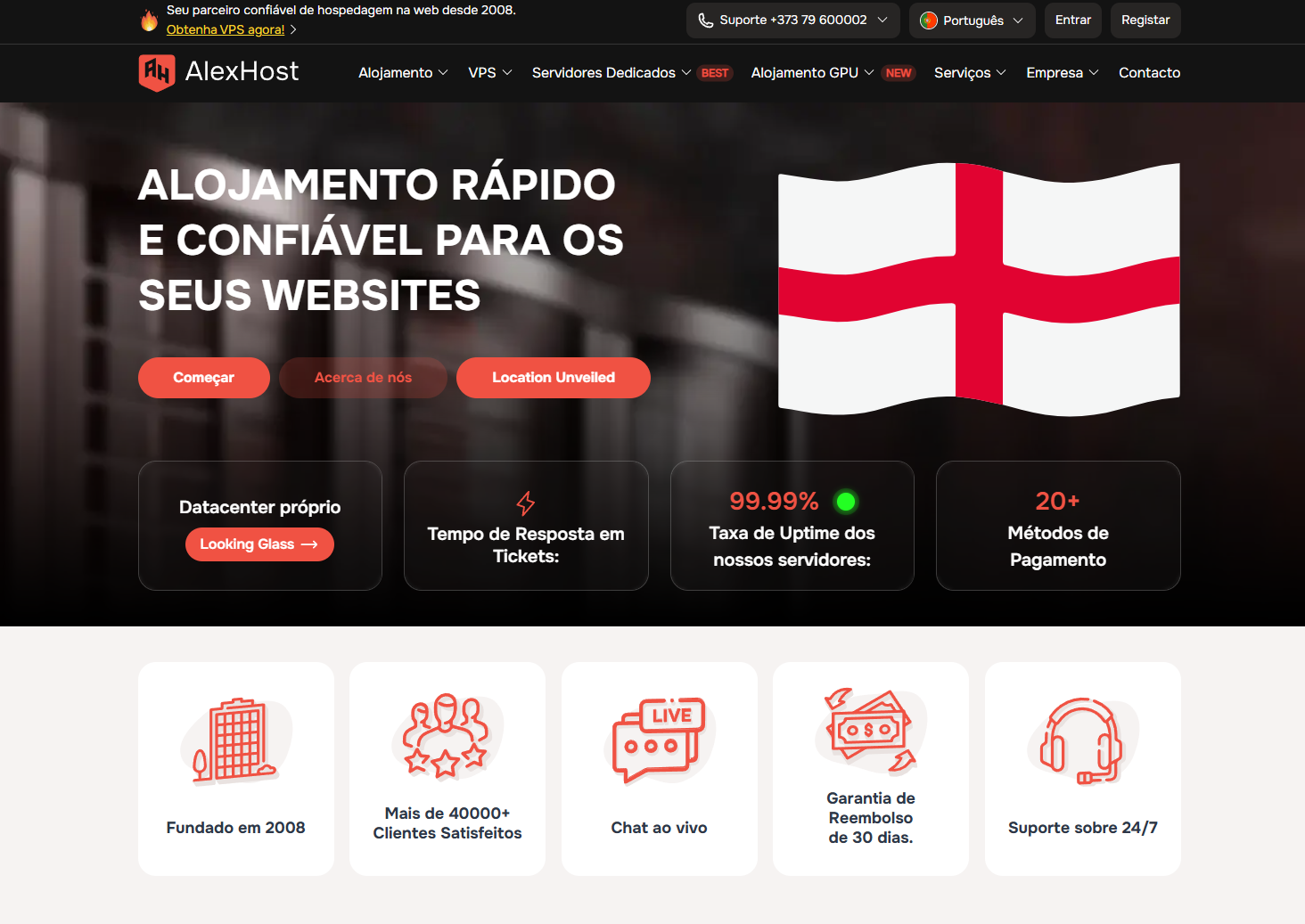 Página principal do AlexHost