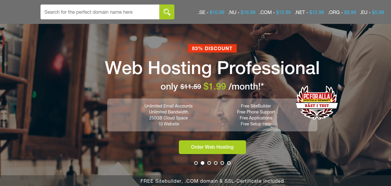 Home page of hosting provider Miss Hosting.