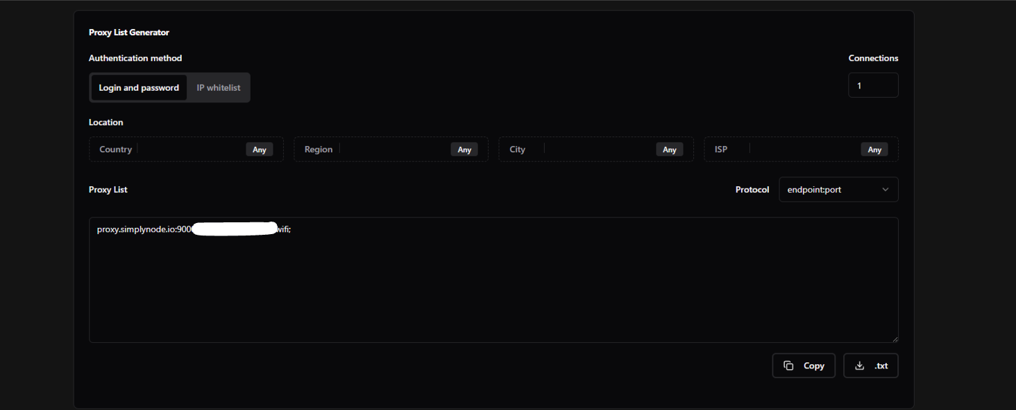 Simplynode proxy list.