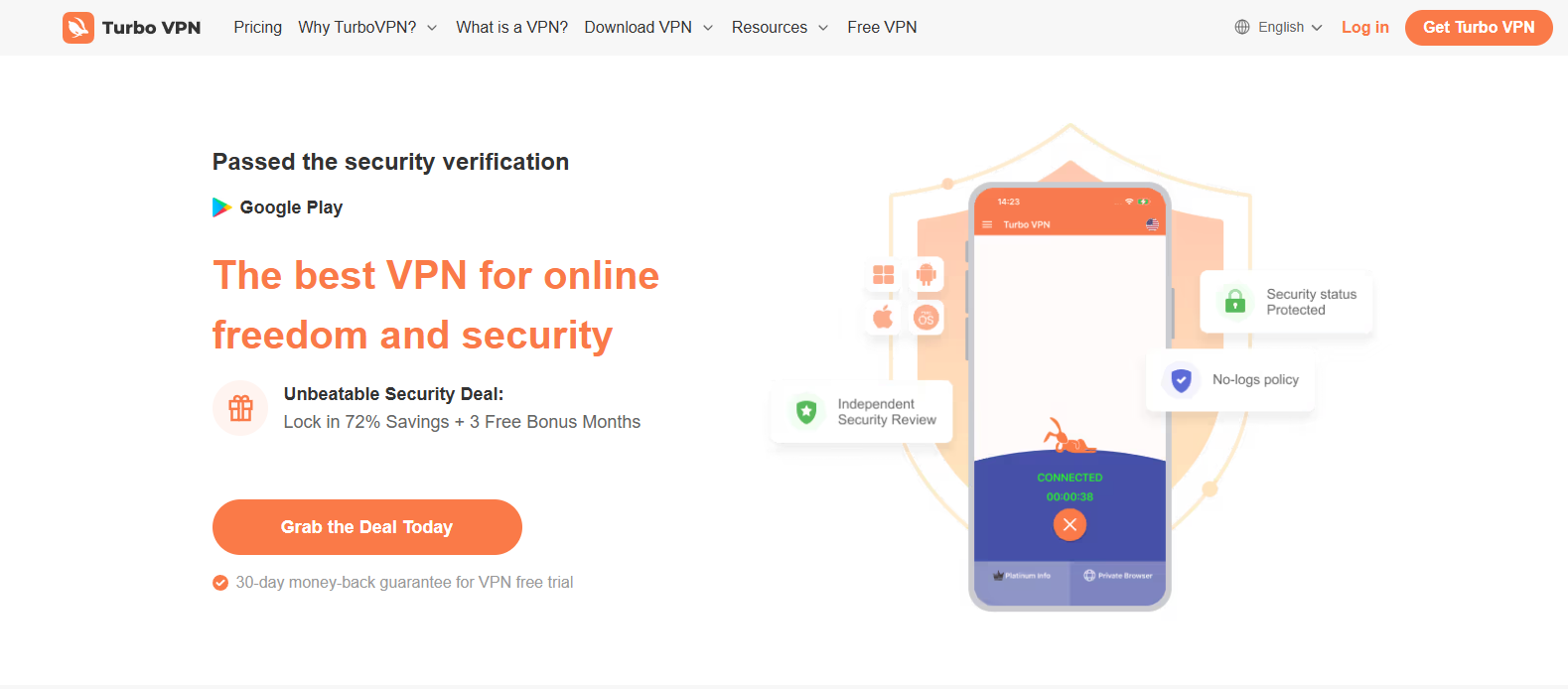 Turbo VPN main page.