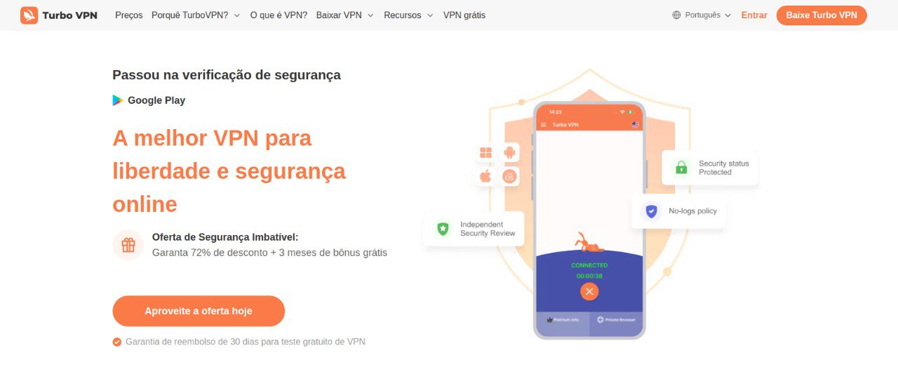 Turbo VPN página principal.