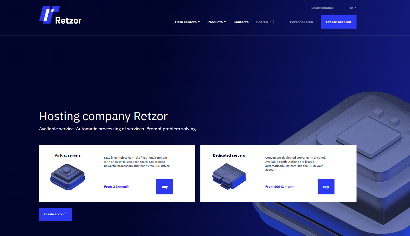 Retzor main page.