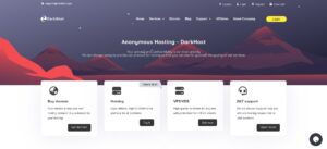 The main page of the DarkHost hosting site.
