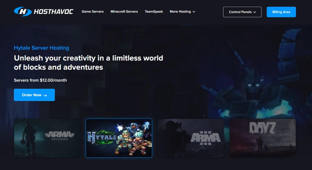 HostHavoc main page.