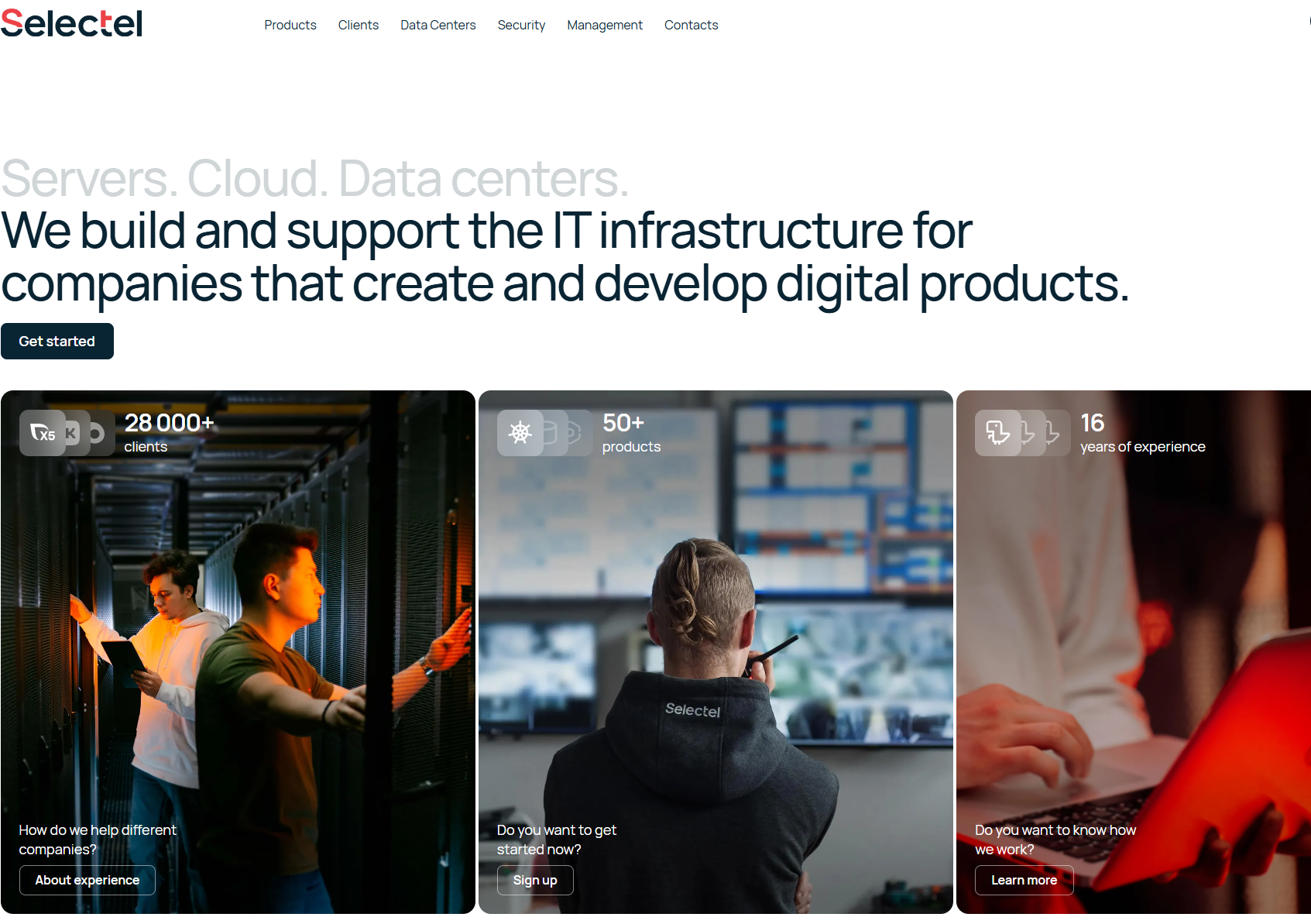 Selectel main page.