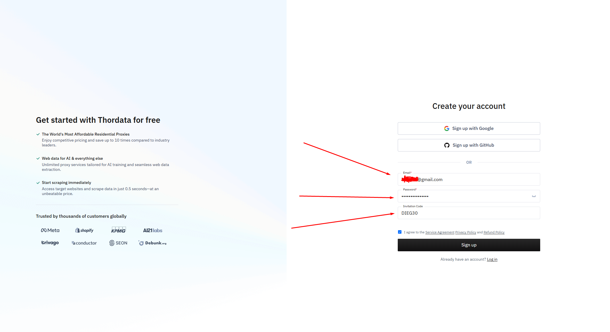 Create your account.