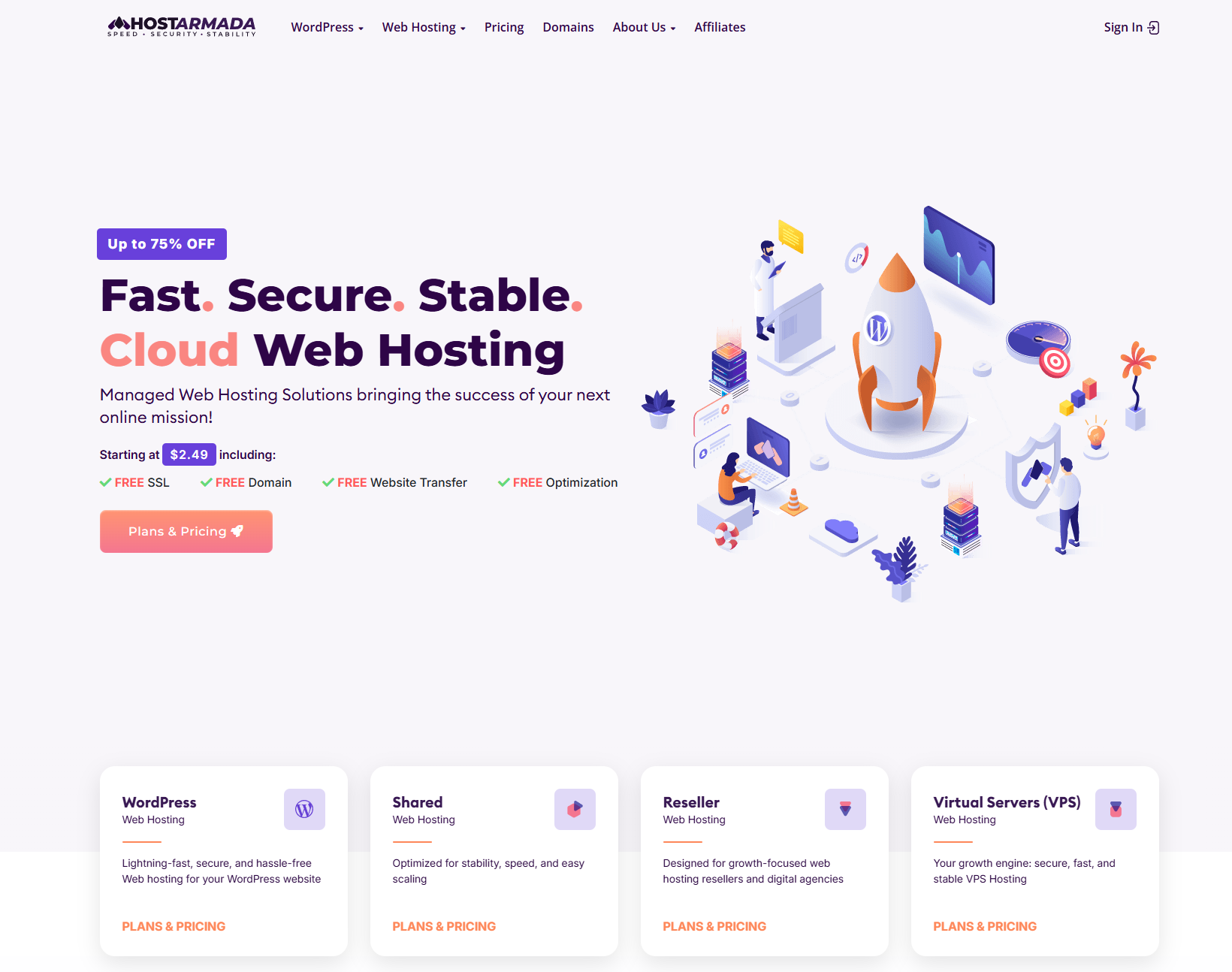 Главная страница HostArmada.