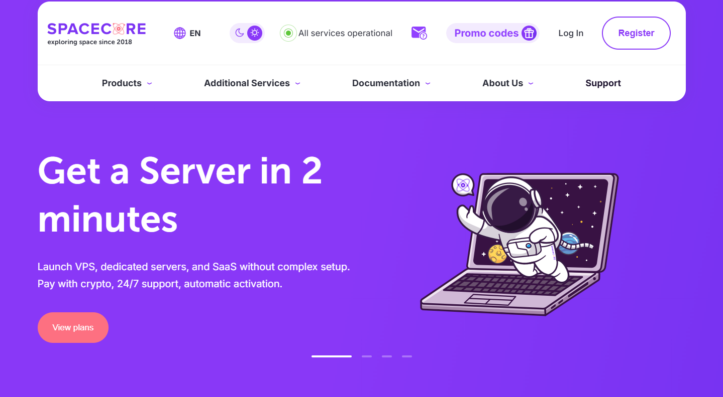 SpaceCore main page.