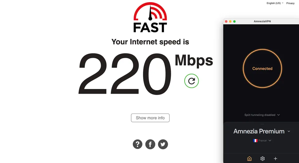 AmneziaVPN 220 Mbps.