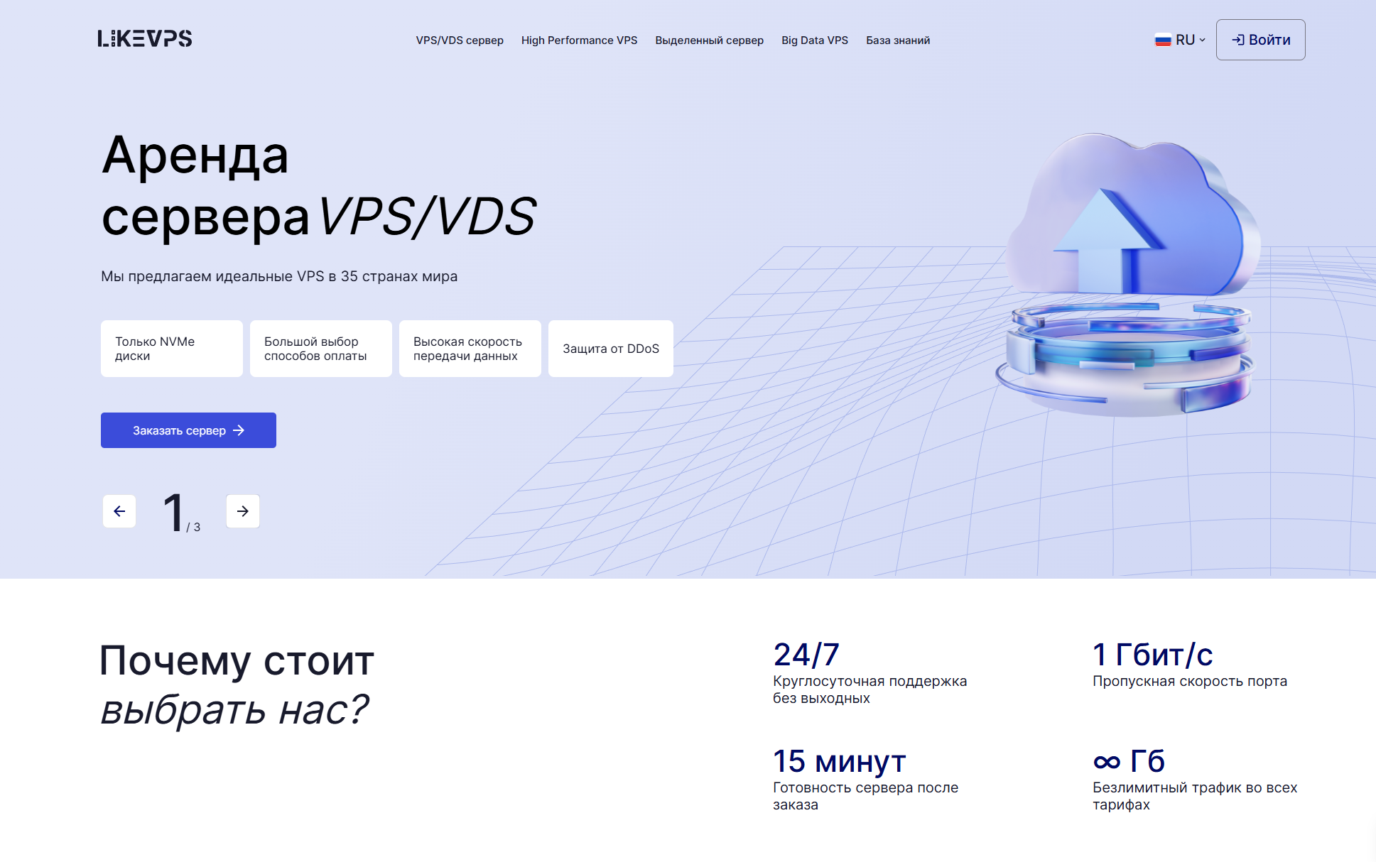 LikeVPS главная страница.