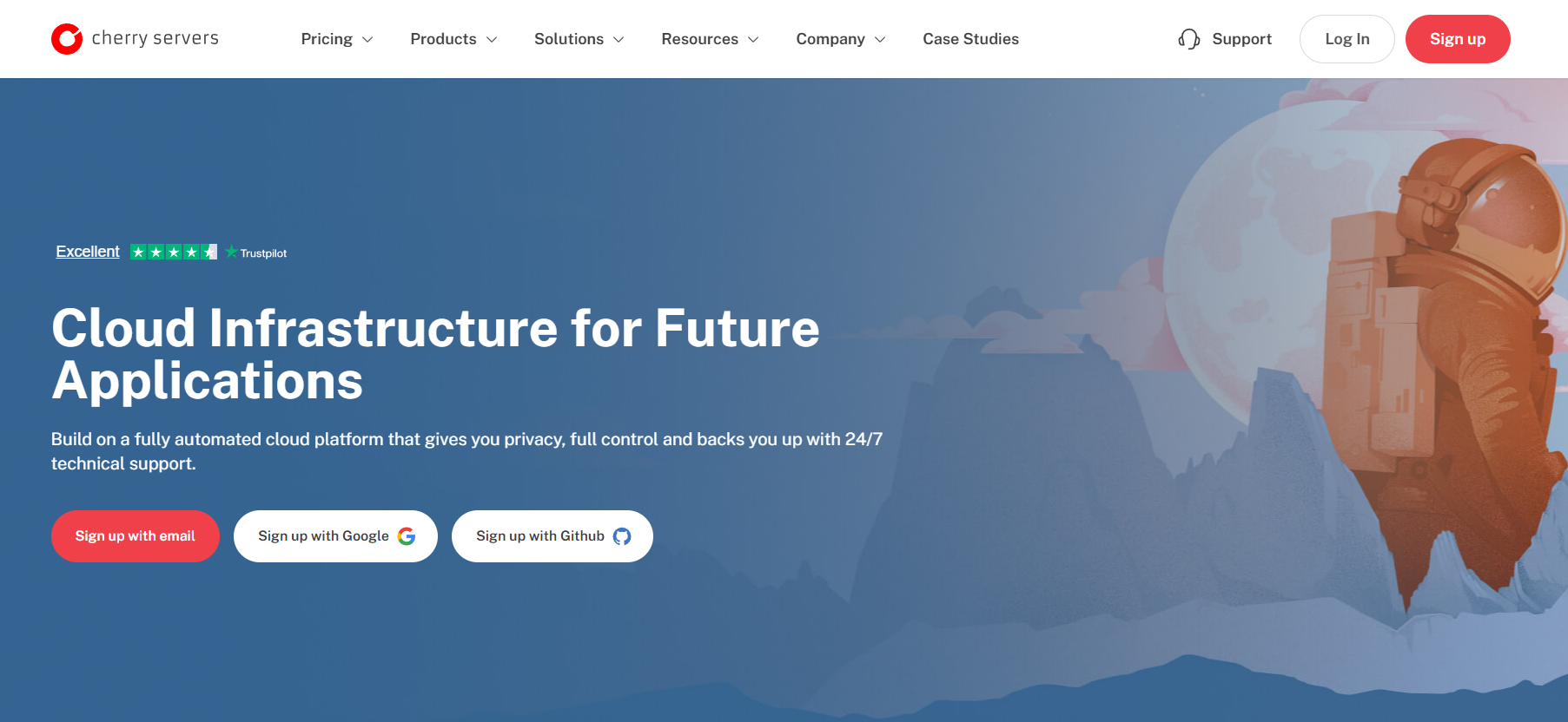 Cherry servers página inicial.