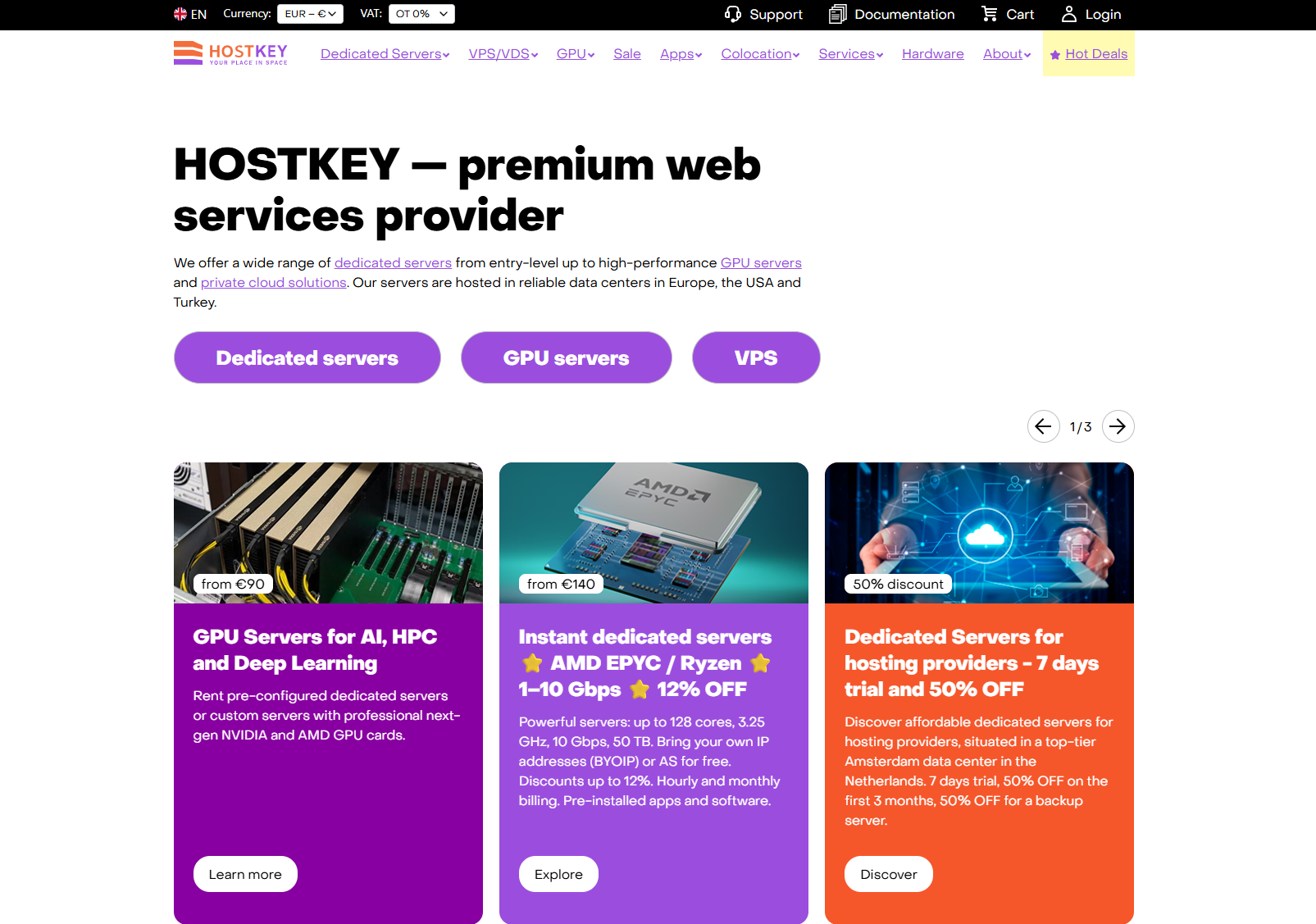 HOSTKEY main page.