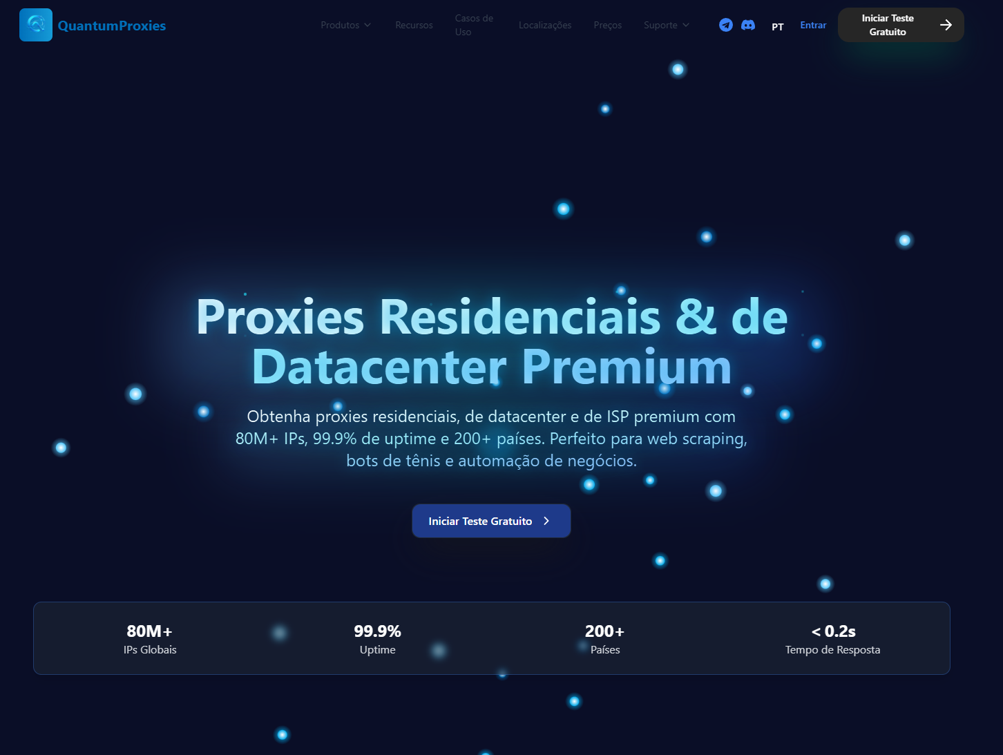 Página principal do Quantum Proxies.