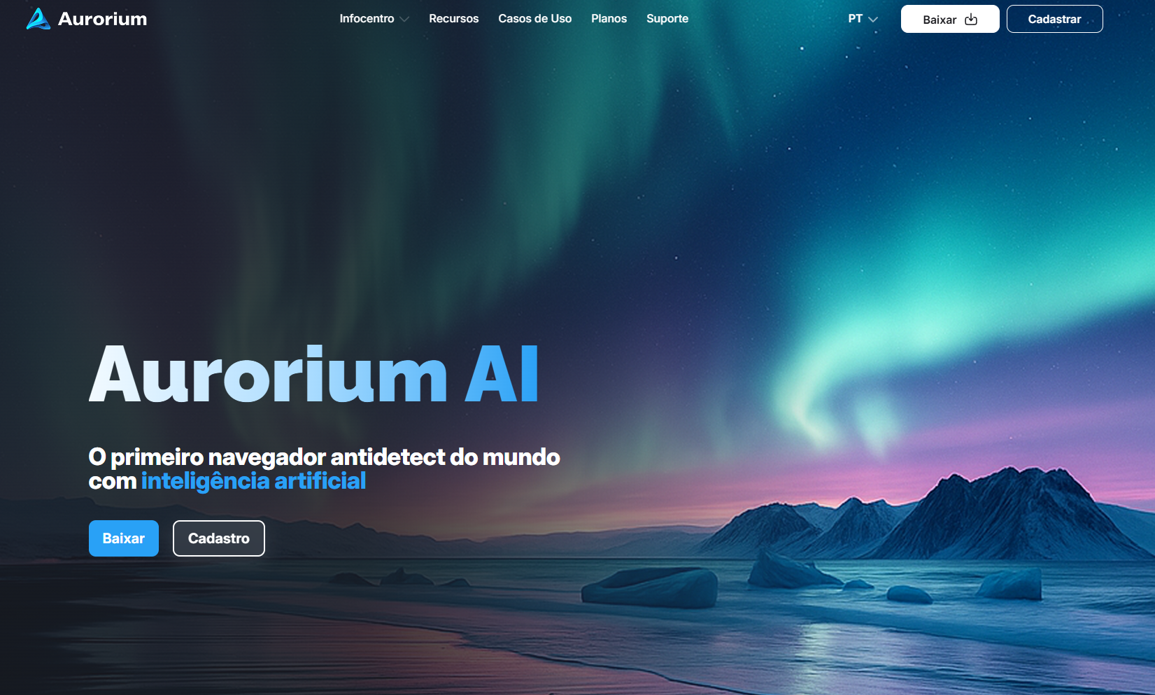 Aurorium AI página inicial.