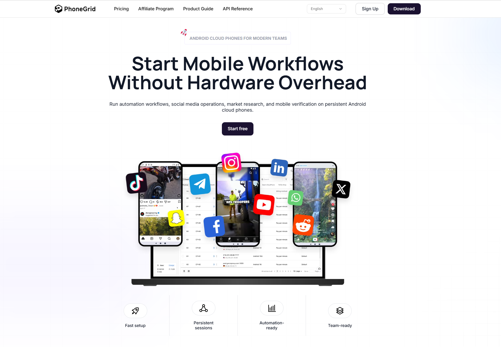 PhoneGrid main page