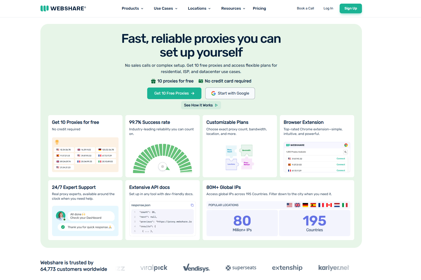 Webshare main page.